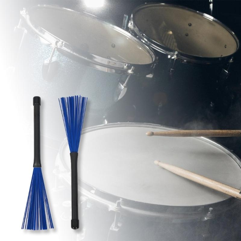 1Pair Professional Nylon Drumsticks Brushes Replacement Retractable Wire Brush Rod Drum Sticks Brush Easy To Use