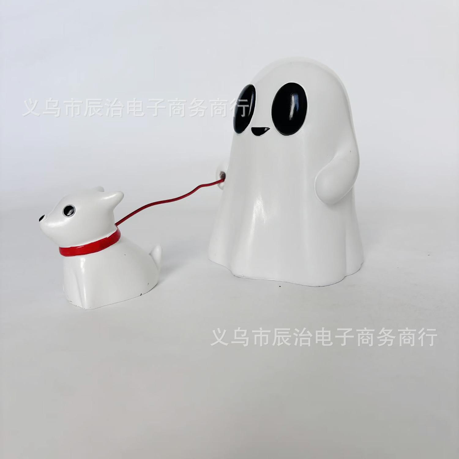 Statue ornament fun ghost lead guide dog home desktop office party resin ornament