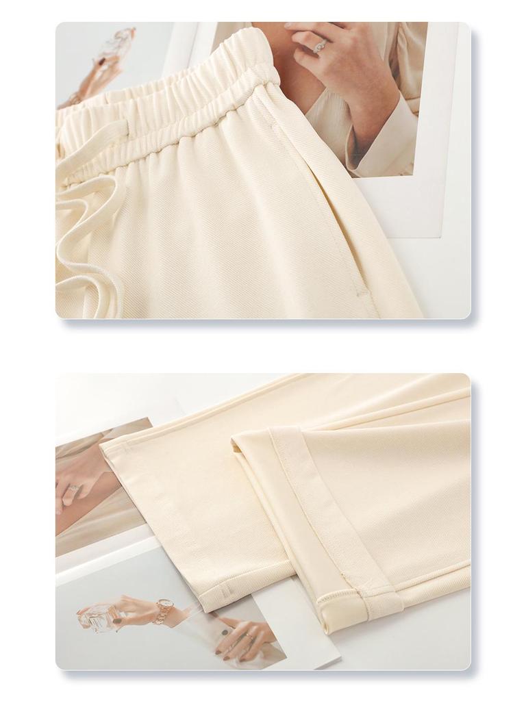 Women's 2025 Dark Brown Floor-Length Wide-Leg Pants - Slimming Loose Fit for Pear-Shaped Body, Ideal for Spring and Autumn