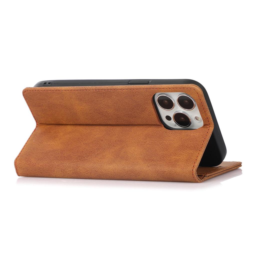 iPhone 17 Pro Max Magnetic Leather Flip Case in Pure Black