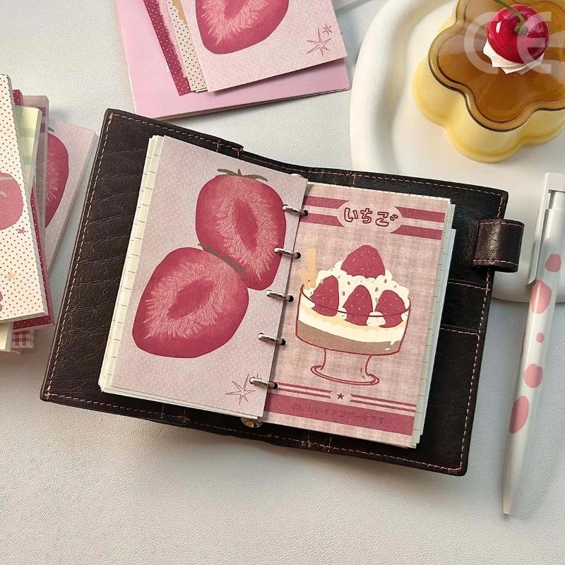 50Pcs Strawberry Memo Pads Kawaii Korean Style M5 Scrapbook Paper Journal Ins Tomato Notepad Grid Base Paper Decor Supplies