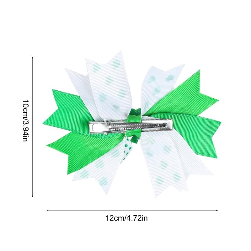 2pcs Irish Themed Bows Hair Clip for Children Hair Accesories Party Hair Decoration for Holiday Celebrations and More