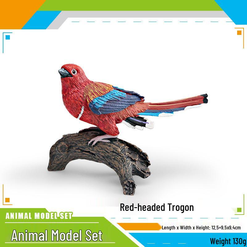 Wooden Red-headed Trogon Bird Model: Educational Garden Ornament & Cognitive Gift