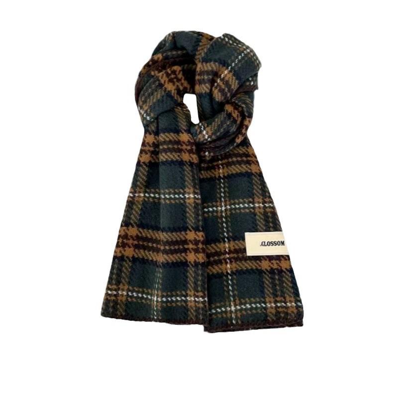 2024 Retro Christmas Plaid Fringed Imitation Cashmere Scarf - Women's Winter Versatile Neck Warmer