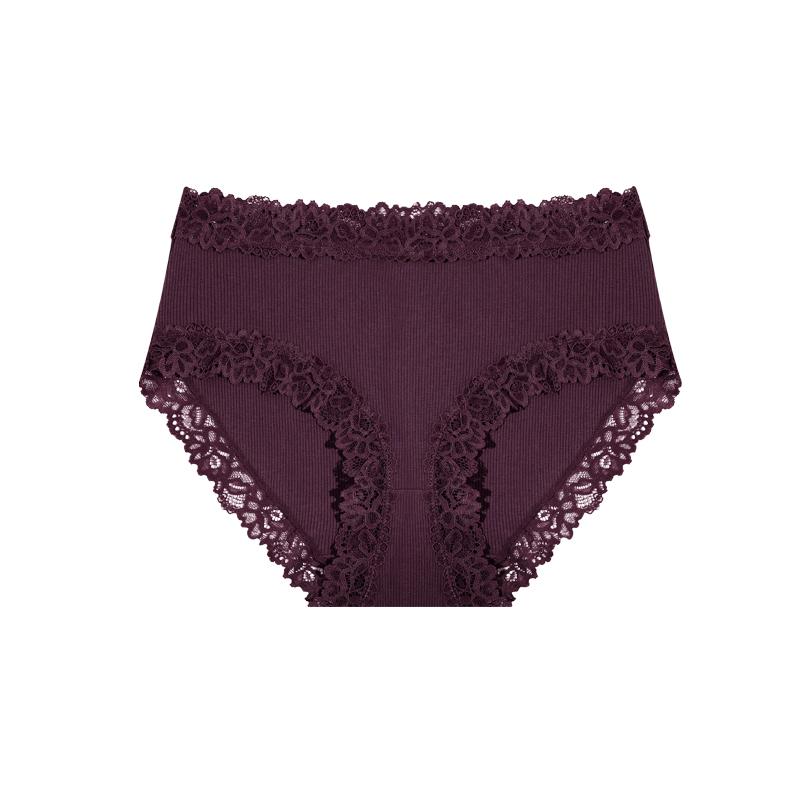 1pcs Women's High Waisted Plus Size Lace Spliced Cotton Underwear, Full Coverage Fashionable, Breathable, Soft and Comfortable Women's Underwear