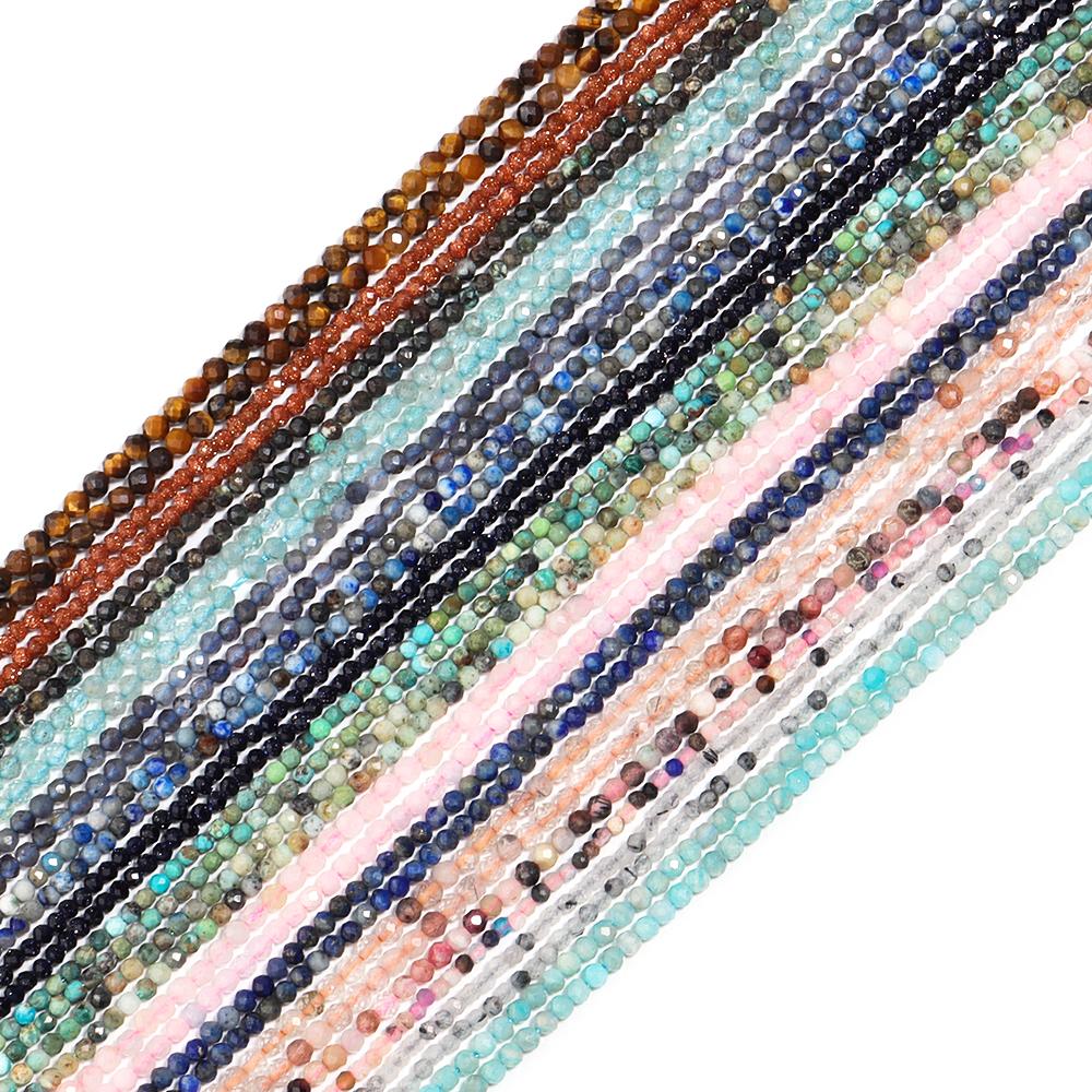 1 Strand Colorful Faceted Natural Stone Beads Loose Beads for Jewelry Making Spacer Beads DIY Bracelet Necklace Accessories