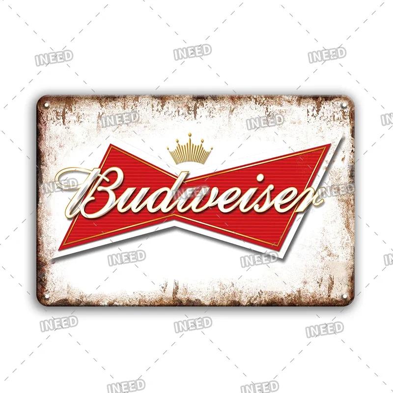 Original Budweiser Bier-Blechschild, lustige Metallplakate, Retro-Wandschild, Vintage-Schild für Bar-Club-Wanddekoration