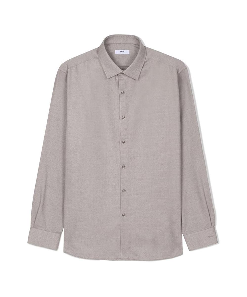 Notig Poly-Blend Solid Shirt Comfort Slim Fit Gray Grey/095