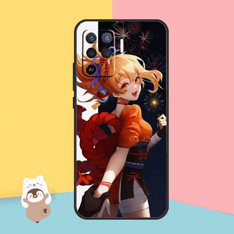 Anime Genshin Impact Yoimiya Case For OPPO A74 A93 A83 A91 A53S A9 A5 A31 A53 2020 A15 A16 A1K A52 A72 A94 A54 Cover