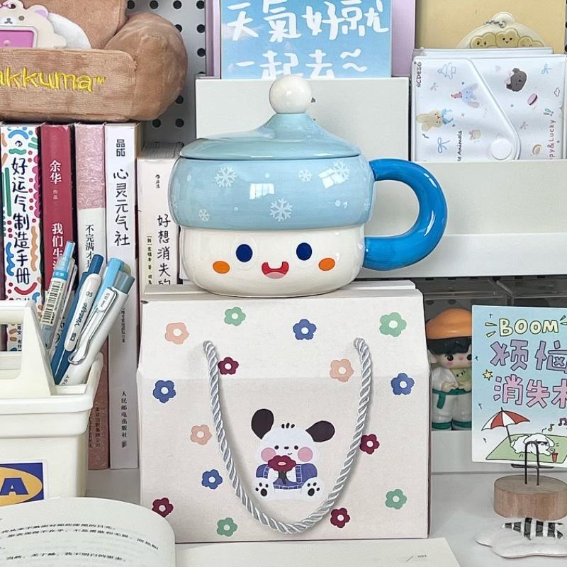 High Value Hat Mug Ins Cute Ceramic Water Cup with Lid Girl Couple Coffee Birthday Present