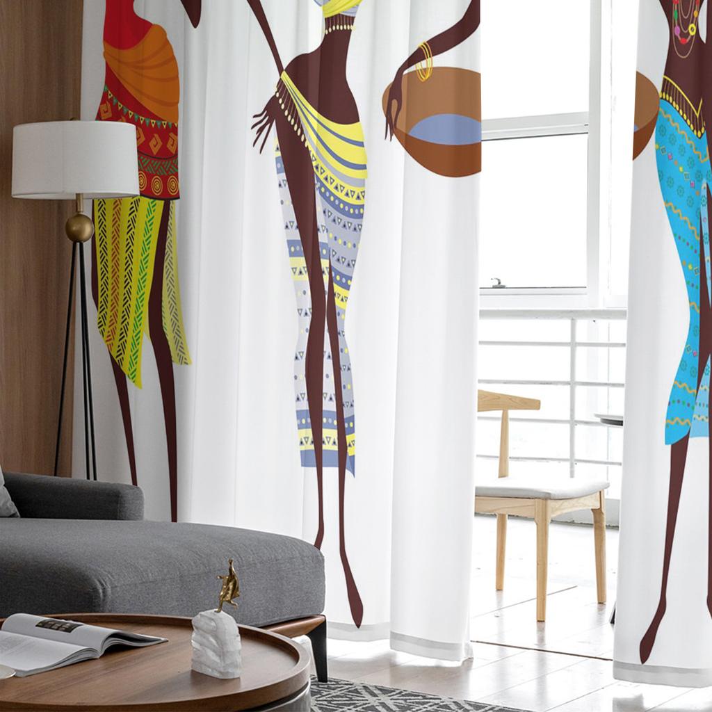 African Women Bottle Sheer Window Curtains For Living Room Bedroom Girls Room Decoration Tulle Curtains