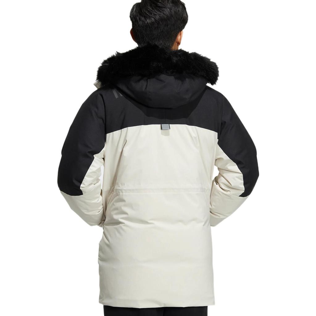 Adidas Fur Hooded Down Jacket With Logo Print Unisex Outerwear HR5231