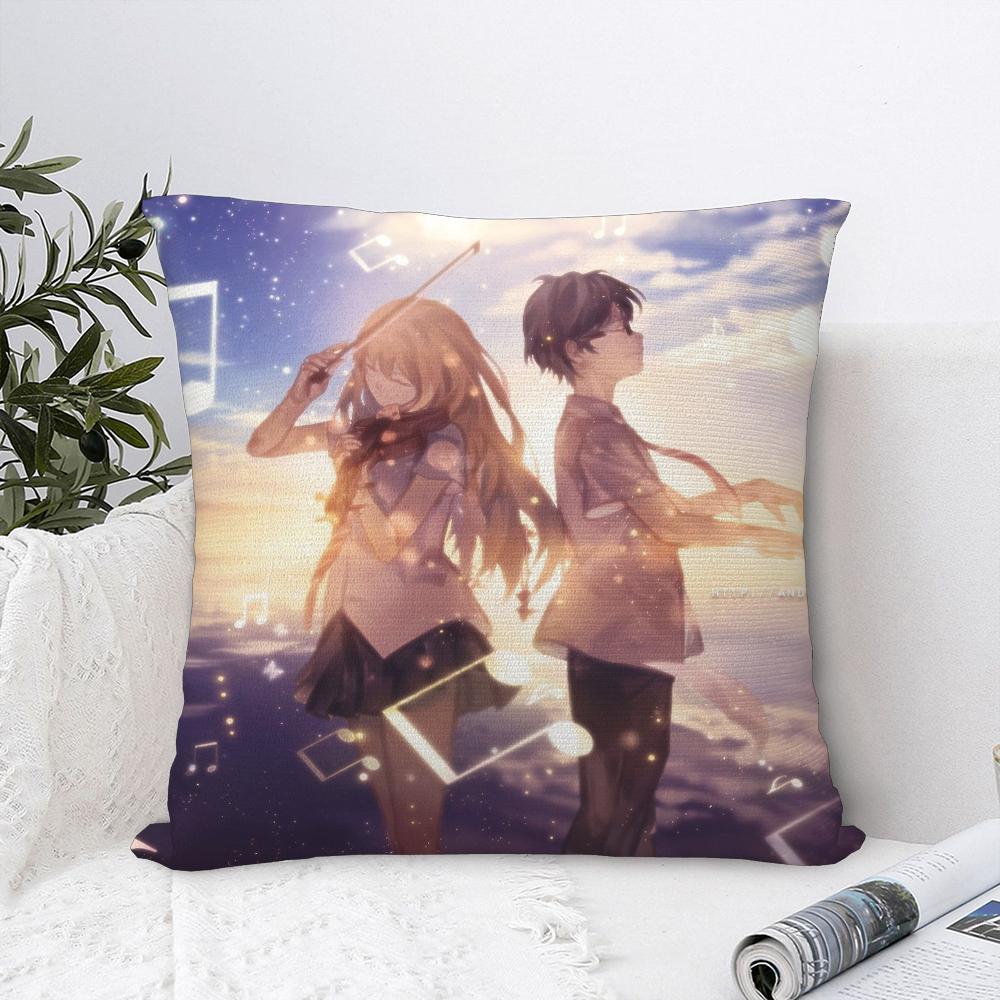 Y-Your Lie In April Pillow Case Sofa Decorative Home Double-sided Print Plush Square Throw Pillow Covers Cushion Decor Cover