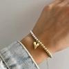 Gold And Silver Color Couple Bracelet Round Bead Women's Party Jewelry Smooth Love Pendant  Gift