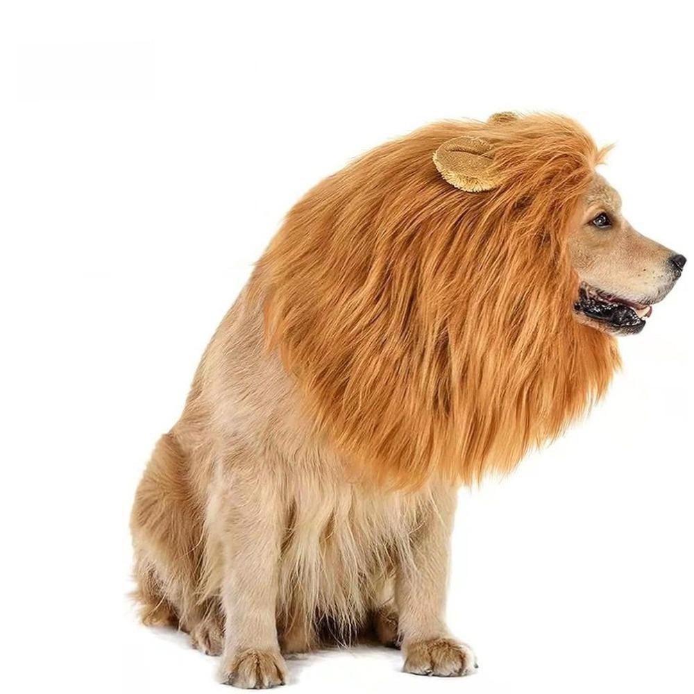 Plush Material Lion Mane Wig Hat Funny Design Pet Photo Prop Hat Cat Wig Hat  Halloween Party