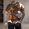 Men Plus Size Round Neck Short Sleeve T Shirt Halloween Black Cat Pumpkin Printed Pullover