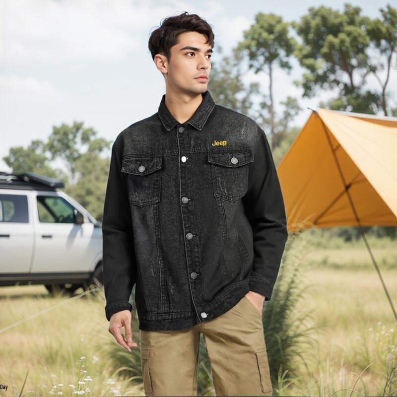 JEEP Men s American Retro Washed Denim Jacket 3XL