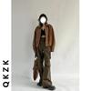 Women's Retro Faux Suede Jacket - Slim Fit, Loose, Short Top for Spring & Autumn