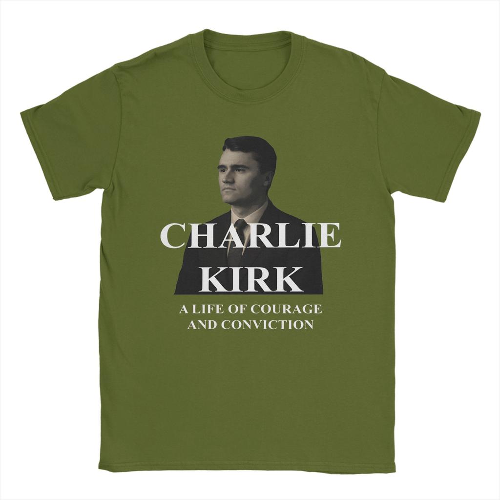 Charlie Kirk Tribute 100 Cotton TShirt For Men Summer  Funny T Shirts Crewneck Harajuku Tees Oversized Wholesale Clothing