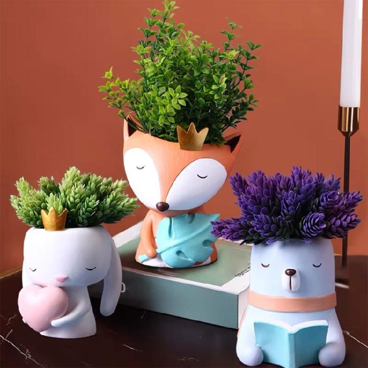Bear Rabbit Foxes Flowerpot Storage Mold Trinket Holder Tool DIY Home Decor Mold