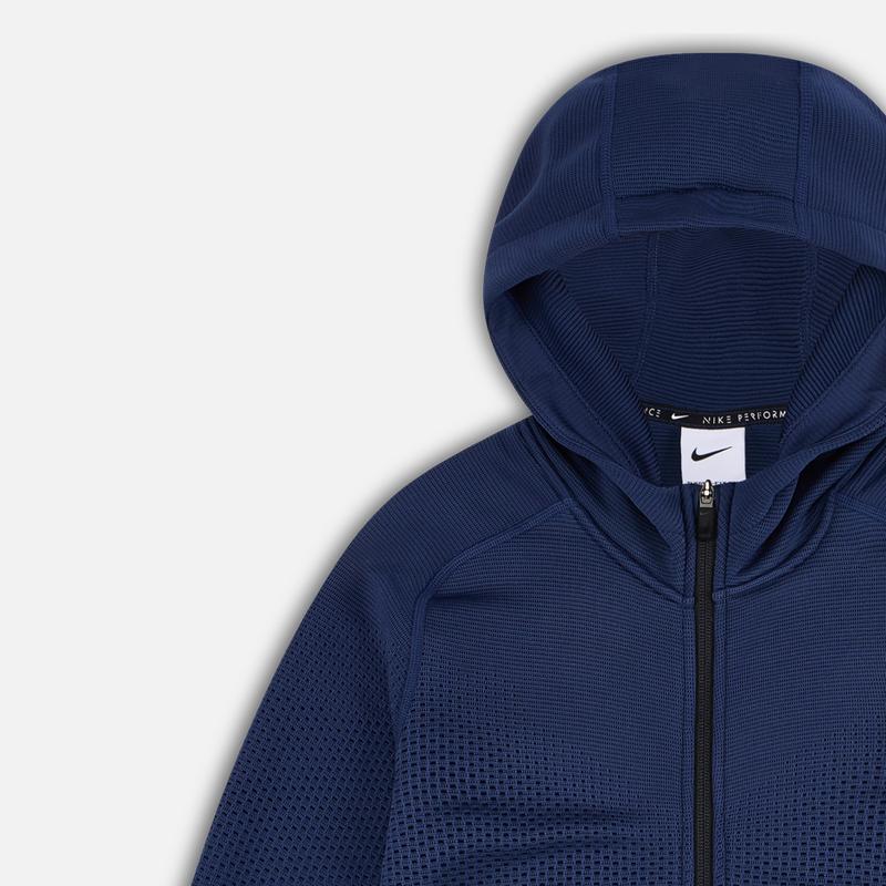 Nike Jaquetas Infantis Casuais de Manga Comprida com Capuz e Zíper, Cor Sólida Técnica, Azul Marinho Escuro FJ6809-410