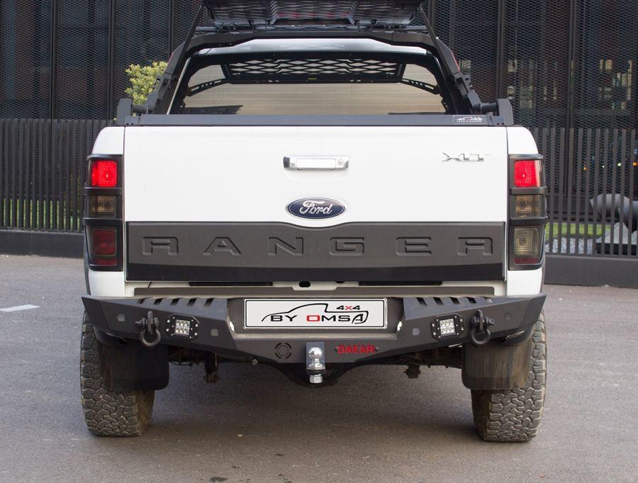 Reinforced Rear Bumper Dakar Black, for Sensor, with Backlight for Ford Ranger 2011-2022
