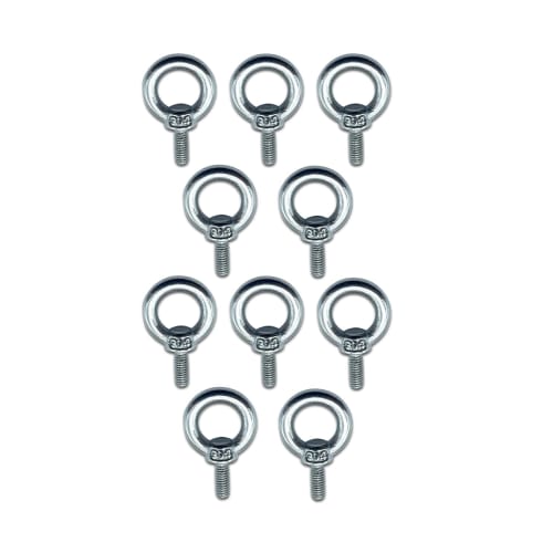 Mitoland Eye Bolts, M4 (11mm), Set of 10, 304 Stainless Steel, for Fixing, Reinforcement, Hanging, and Fall Prevention, DIY Tent Hooks, Ropes, and Wir