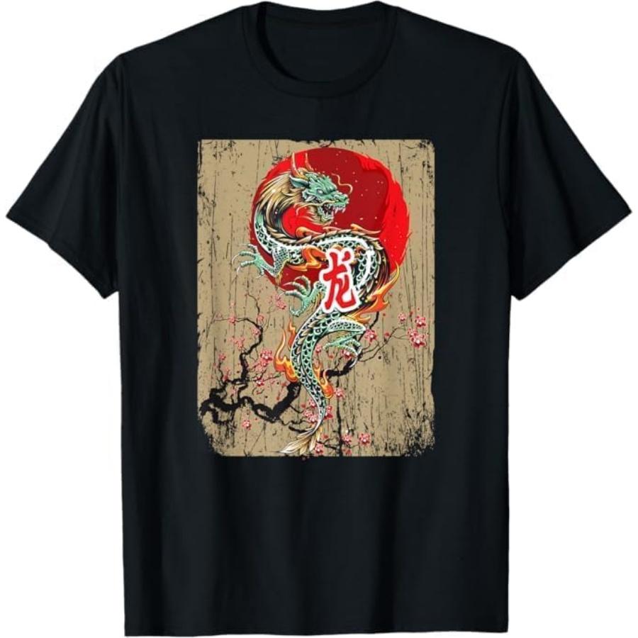 Traditional Japanese Dragon Art Japan T-Shirt BAOANH Mens Womens Tank Top Sweatshirt Hoodie Longsleeve 1972 Black S