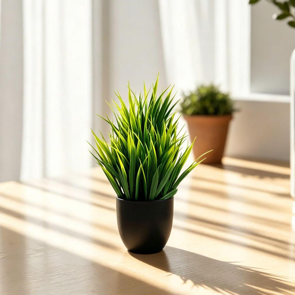 Artificial Spring Grass Plants - Potted Fake Greenery for Indoor & Outdoor Home or Office Decor