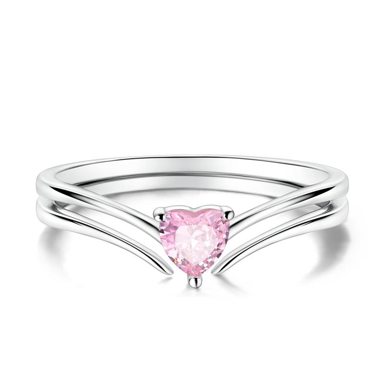 New Design 925 Silver Infinite Pink Zircon Love Heart Shape Ring Finger Rings For Women High Quality Wedding Jewelry Gift