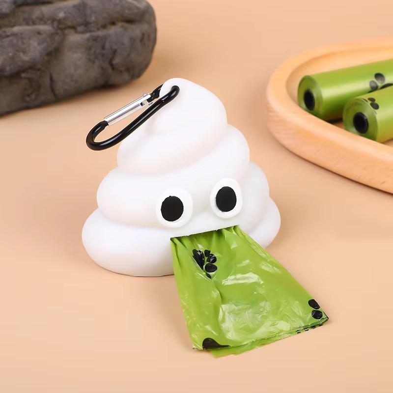 

1PC Creative Pet supplies Cartoon poo shape portable garbage bag storage box for cats and dogs to pick up poo bag storage