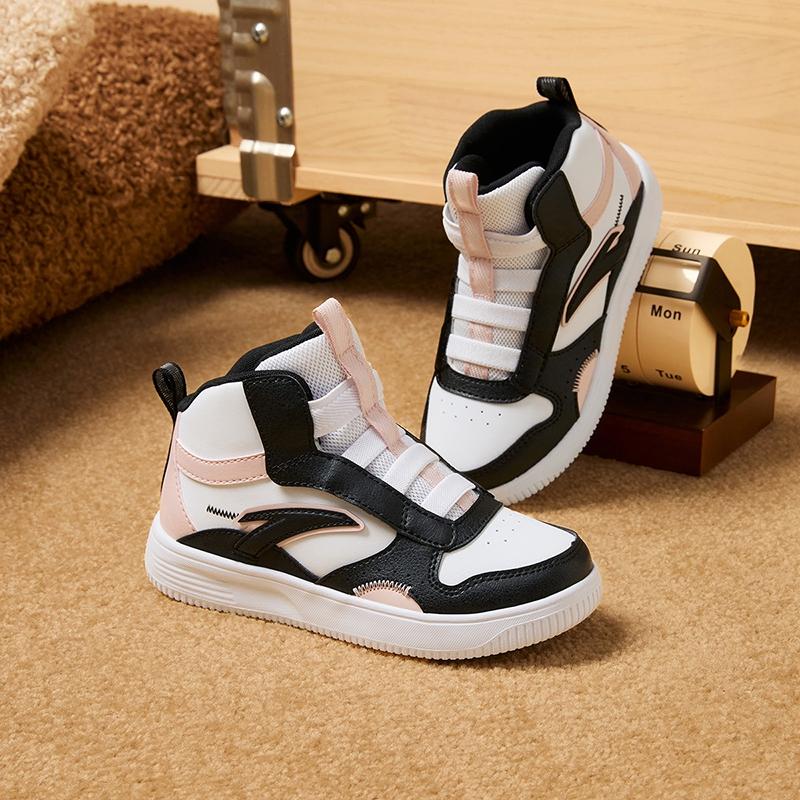 Anta Kids Comfortable Versatile Lightweight Shock Absorbing High Top Sneakers Kids Sneakers White Black Pink A22439908-3