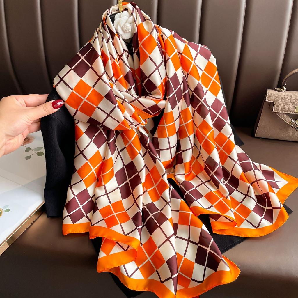 Spring and autumn sarong Li Jin satin thin section printing scarf female new Korean version of the hundred simulation silk shawl long scarf