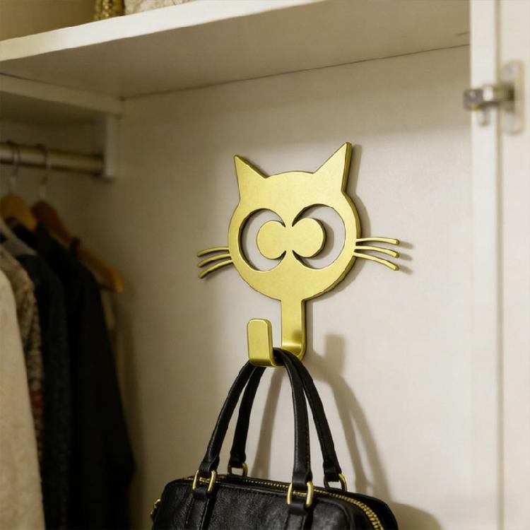 Set Of 2 Playful Cats Wall Hooks Easy To Installation Metal Construction Hanger for Coats Bags And Daily Essential