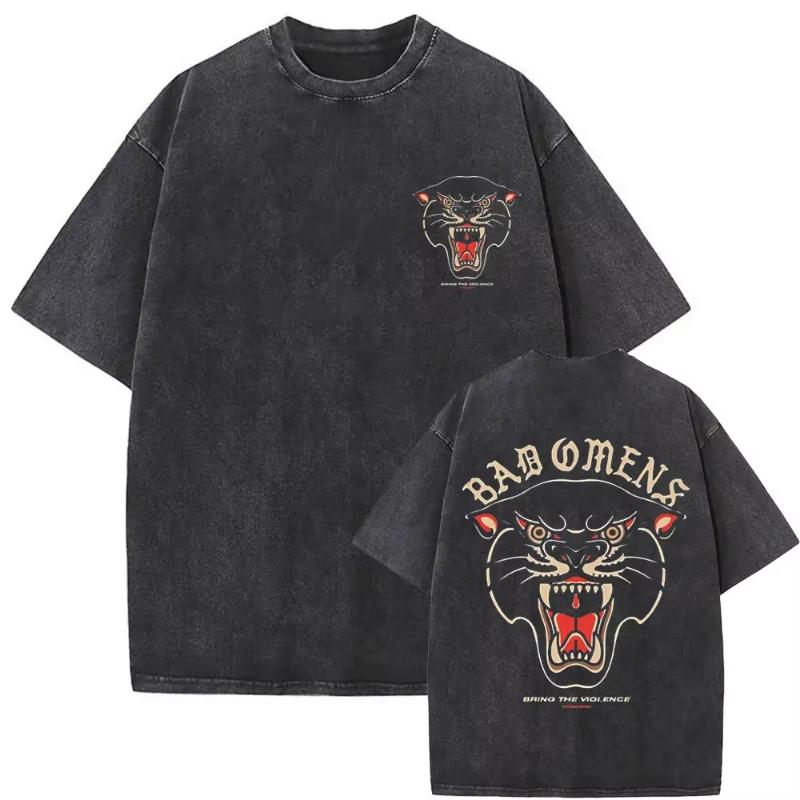 Prané Vintage Tričko s potiskem Bad Omens Vtipné tričko s grafikou můry Pánské Dámské Módní Streetwear Trička s krátkým rukávem