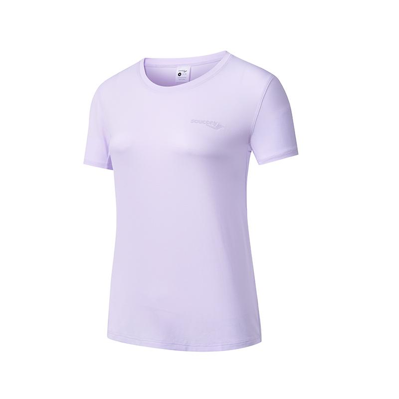 SAUCONY Solid Color Quick-Dry Breathable Outdoor Loose Casual Round Neck Short Sleeve T-Shirt Women Tops SC1249114A-WT02