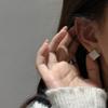 Korean Style S925 Sterling Silver Geometric Square Brushed Earrings