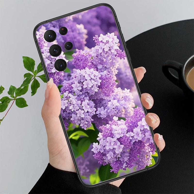 Purple Flower Rose Peony Cherry Phone Case For Samsung Galaxy S26 S25 S24 S23 S22 Ultra S23 S22 S25 Plus S24 FE S26Edge