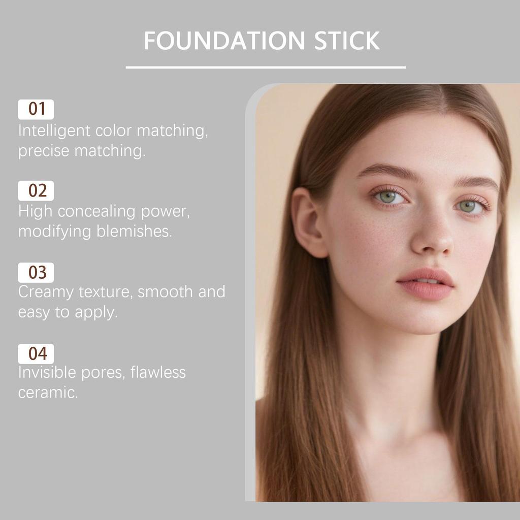 Two-in-One Color-Changing Foundation Stick High Concealer Lightweight Brightening Moisturizing Matte Hydrate Lasting Base Makeup