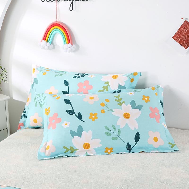 3Pcs Botanical Floral Pattern Bed Sheet Set 100% Cotton Skin-friendly Breathable Bedsheet Sets Home Flat Sheet with Pillowcases