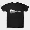 Men Black Print T-shirt Nature Guitar No-Cut Transfer Paper Print Cotton Tshirt