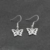 Retro Copper Color Hollow Butterfly Drop Earrings for Women Sweet Geometric Brincos Zircon Simple Accessories Birthday Gift