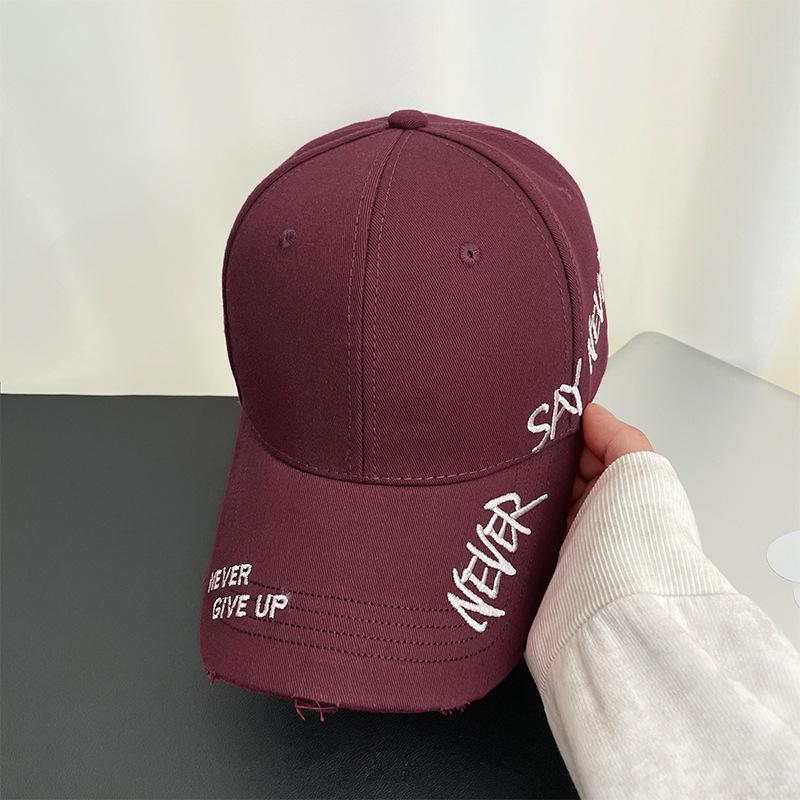 Side letter embroidery washed cap summer versatile big head circumference visor street tide baseball cap men