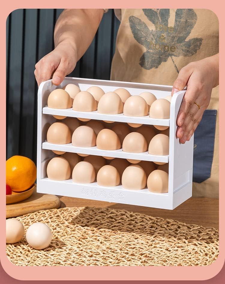 

Держатель для яиц для двери холодильника, складной контейнер для хранения яиц для двери холодильника, 3-слойный откидной лоток для яиц для холодильника белый