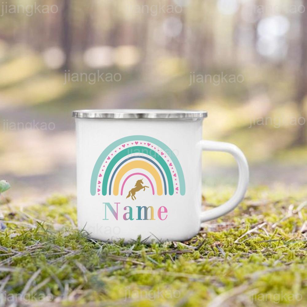 Personalized Mug for Kids Custom Rainbow Unicorn with Name Cup for Boys Girls Handle Mugs Birthday Party Favors Children's Gift