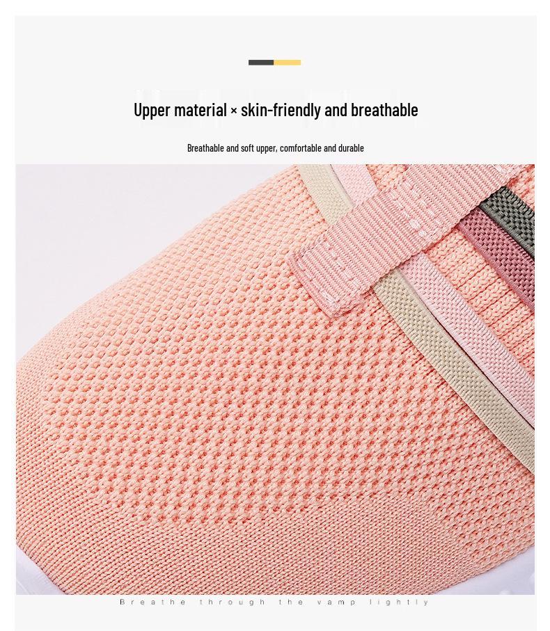 Women's Versatile Plus Size Slip-on Breathable Mesh Flyknit Shoes - Fashionable Spring Style Casual Footwear for Mothers