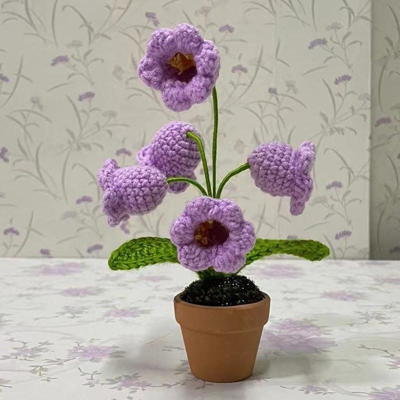 

1 шт. Вязаные крючком цветы, ручная вязка, подсолнух, тюльпан, цветок в горшке, нежные вязанные крючком плетеные цветы в горшке, подарок на День матери