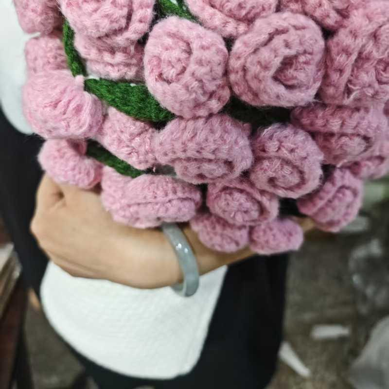 Handmade Rose and Lily Crochet Flower Blanket - Acrylic Yarn