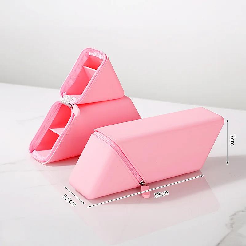 1Pc Silicone Pencil Case/Pen Holder/Pencil Box - Foldable Vertical Stationery Organizer, Pen Storage for Student Office Desktop