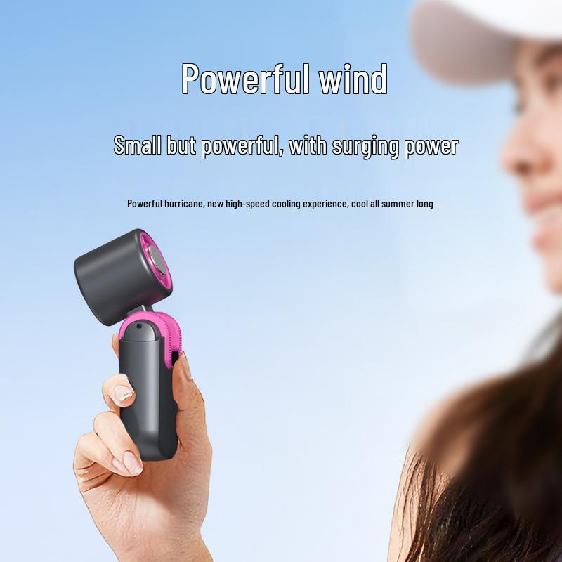 Compact High-Speed Handheld Cooling Fan with Ice Pack, Portable and Rechargeable, Foldable Design